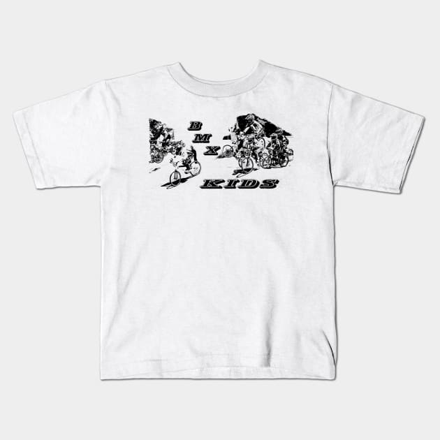 bmx kids Kids T-Shirt by rickylabellevie